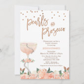Perzik Bloemenoogsten Prosecco Bruidsdouche Kaart (Voorkant)