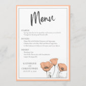Perzik bloemenpapavers Elegante bruiloft Menu (Voorkant)