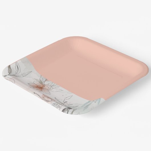 Perzik bloemenpapier Bord (Gebogen)