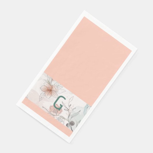 Perzik bloemenpapier servet (Hoek)