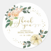 Perzik Bloemenpompoen Herfst Vrijgezellenfeest Fav Ronde Sticker (Voorkant)