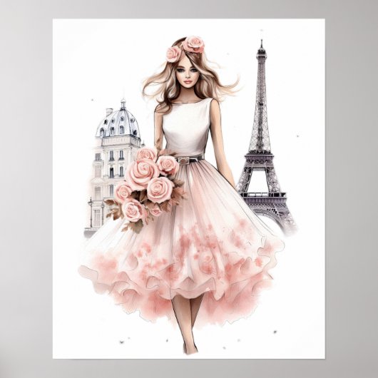 Perzik Bloemenportret Mode Poster (Voorkant)