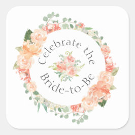 Perzik Bloemenring Vrijgezellenfeest Vierkante Sticker