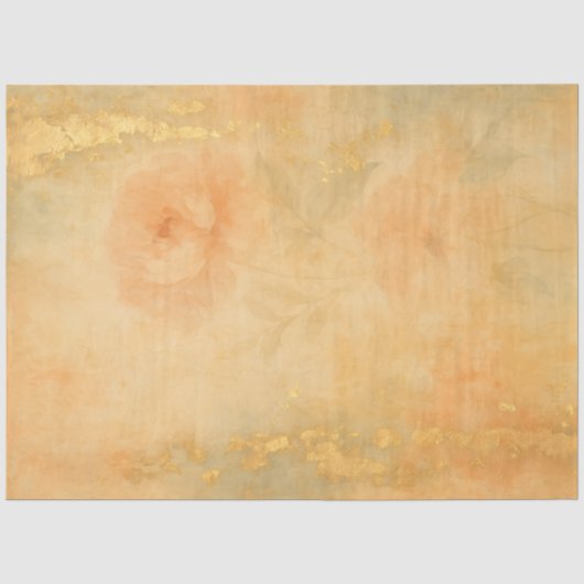 Perzik Bloemenschildering – Zachte Abstracte Achte Tissuepapier (Voorkant)