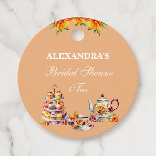 Perzik Bloementhee Vrijgezellenfeest Dank u Bedankjes Labels (Voorkant)