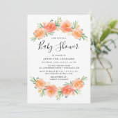 Perzik Bloementuin | Uitnodiging voor Baby Shower (Staand voorkant)