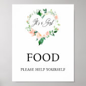 Perzik Bloemenvoedsel Baby shower Poster (Voorkant)