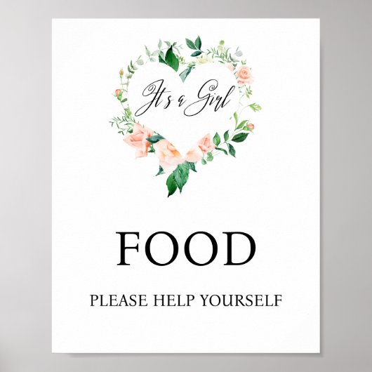 Perzik Bloemenvoedsel Baby shower Poster (Voorkant)