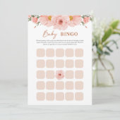 Perzik Bloemetjes Baby Shower BINGO Kaart (Staand voorkant)