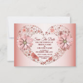 Perzik Bloemhart Modern Save The Date (Voorkant)