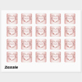 Perzik Bloemhart Moderne Feest Vierkante Sticker (Vel)