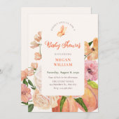 Perzik bloemig Baby shower Kaart (Voorkant / Achterkant)