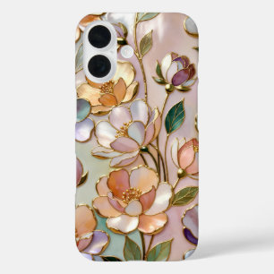 Perzik Bloemig Glas-in-Lood Hoesje Elegant