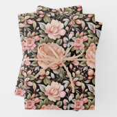 Perzik Bloemige Bloem Verjaardag Trouw Bruidsfeest Inpakpapier Vel (In situ)