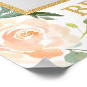 Perzik Bloemige Boho Groene Fotorekwisiet Goud Poster (Hoek)