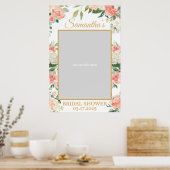 Perzik Bloemige Boho Groene Fotorekwisiet Goud Poster (Keuken)