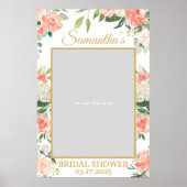 Perzik Bloemige Boho Groene Fotorekwisiet Goud Poster (Voorkant)