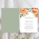 Perzik Bloemige Bovenrand Elegant Script Bruiloft Kaart