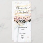 Perzik bloemige bruiden jurk kerk bruiloft program programmakaart (Voorkant / Achterkant)