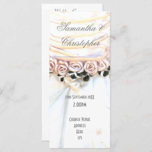 Perzik bloemige bruiden jurk kerk bruiloft program programmakaart (Voorkant / Achterkant)