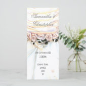 Perzik bloemige bruiden jurk kerk bruiloft program programmakaart (Staand voorkant)