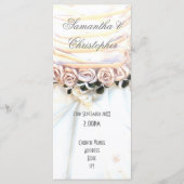 Perzik bloemige bruiden jurk kerk bruiloft program programmakaart (Voorkant)