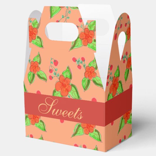 Perzik bloemige bruiloft gunst bedankdoosjes (Geopend)