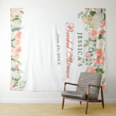 Perzik Bloemige Bruiloftsshower Fotocabine Achterg Wandkleed (In Situ (horizontaal))