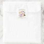 Perzik Bloemige Champagne Bruiloftsborrel Bedankt Vierkante Sticker (Tas)