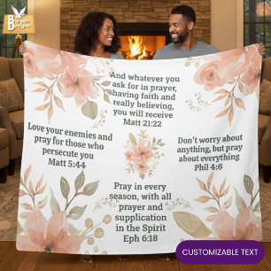 Perzik Bloemige Christelijke BIDDEN  Fleece Deken