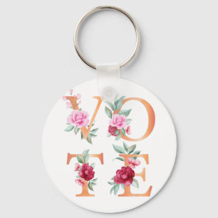 Perzik Bloemige Elegante Vrouwelijke Ga Stemmen Sleutelhanger