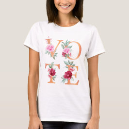 Perzik Bloemige Elegante Vrouwelijke Ga Stemmen T-shirt
