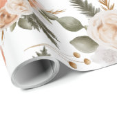 Perzik Bloemige Inpakpapier Vellen (Rol Hoek)