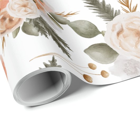 Perzik Bloemige Inpakpapier Vellen (Rol Hoek)