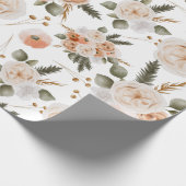 Perzik Bloemige Inpakpapier Vellen (Hoek)