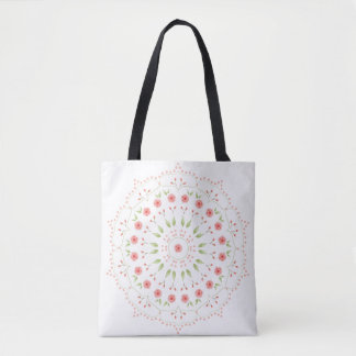 Perzik Bloemige Mandala Boodschappentas Tote Bag