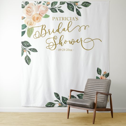 Perzik Bloemige Pompoen Herfst Bruids Shower Achte Wandkleed (In situ)