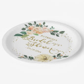 Perzik Bloemige Pompoen Herfst Bruids-Shower Papieren Bordje (Gekanteld)