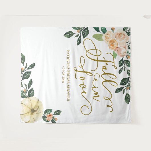 Perzik Bloemige Pompoen Herfst Bruidsfeest Achterg Wandkleed (Voorkant (horizontaal))