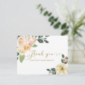 Perzik Bloemige Pompoen Herfst Bruiloft Feest Beda Briefkaart (Staand voorkant)