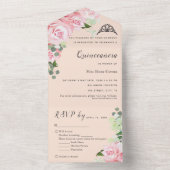Perzik Bloemige RSVP Driehoekige Uitnodiging voor (Binnen)
