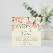 perzik bloemige trouwkaart bedankt receptie kaart (Staand voorkant)