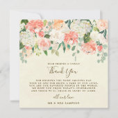 perzik bloemige trouwkaart met dankbetuiging voor  kaart (Voorkant)
