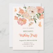 Perzik bloemige verjaardag kaart (Voorkant)