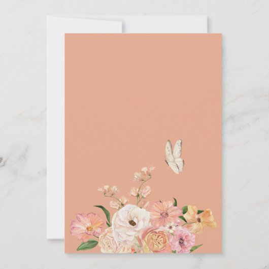 Perzik bloemige verjaardag kaart (Achterkant)