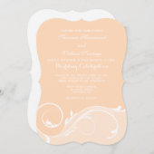Perzik Bloemige Wervel Haak Bruiloft Uitnodigingen (Voorkant / Achterkant)