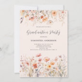 Perzik Bloemige Wilde Bloem Afstudeerfeest  Kaart (Voorkant)