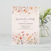 Perzik Bloemige Wilde Bloem Afstudeerfeest  Kaart (Staand voorkant)