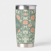 Perzik Bloemige William Morris Elegante Monogram Geïsoleerde Drinkbeker (Links)