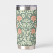Perzik Bloemige William Morris Elegante Monogram Geïsoleerde Drinkbeker (Achterkant)